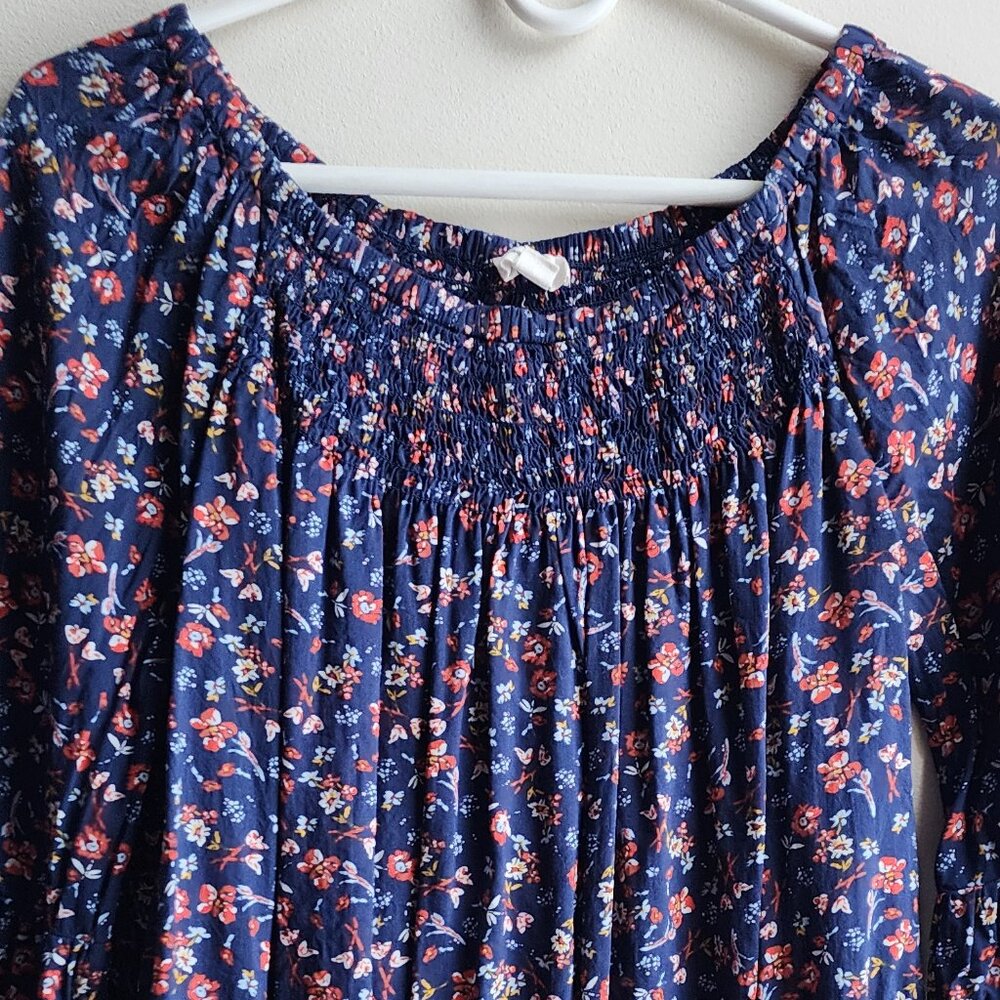 beachlunchlounge Blue Floral Ruched Blouse Size Medium - Picture 5 of 13